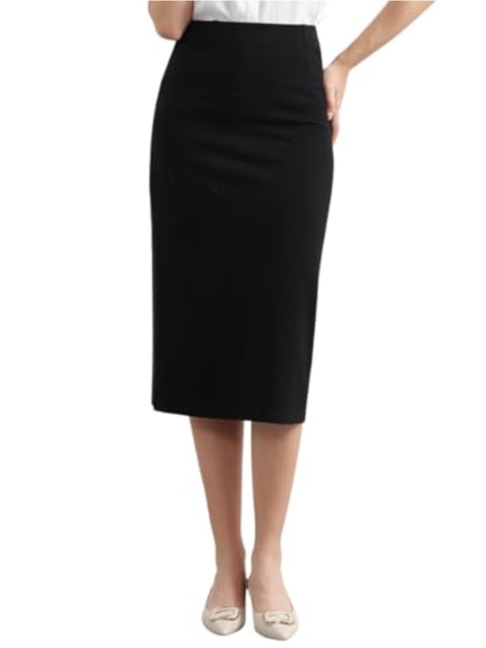 Women's Classic Below Knee Midi Pencil Skirt Business Casual